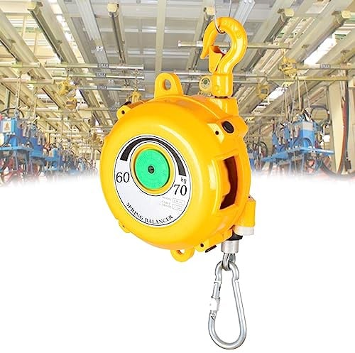 VOLDAX Spring Balancer with 1.5m Cable and Hook, Hanging Retractable Tool Spring Balancer, Adjustable Balancer Retractor Hanging Holding Equipment in Yellow (Size : 60-70kg)