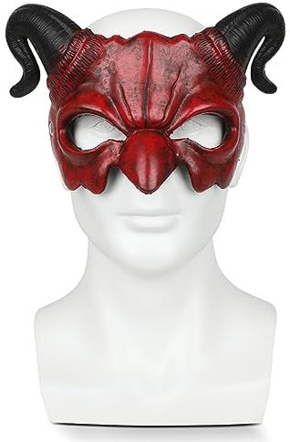stepsin Goat Ram Horns Mask Sheep Skull Mask Devil Demon Animal Bull Skull Mask Halloween Masquerade Cosplay Costume Props