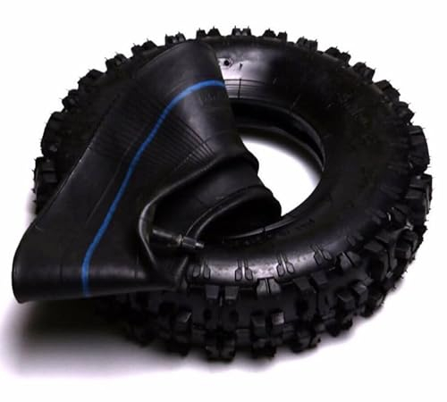 Reifen 4.10-6 – Stollenreifen inkl. Schlauch, Ersatzteil für Kinderquad, Bollerwagen und Rasentraktor, 6 Zoll, max. Belastung je Reifen 80 kg, Schwarz