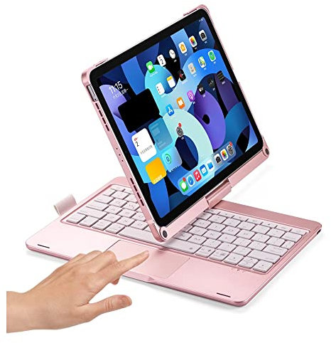 HENGHUI Teclado táctil giratorio de 360 grados para iPad Air de 11 pulgadas, iPad Air de 5ª 4ª generación, iPad Pro 11 4ª 3ª generación, teclado retroiluminado integrado, cubierta de teclado plegable
