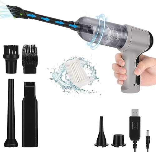 Aspirabriciole Senza Fili 3 in 1 Elettrico Rimuovi Polvere Aspirapolvere USB Ricaricabile, Mini Aspira polvere Aspira Soffia Portatile per Auto Casa Ufficio Peli Animali Domestici e Spazi Ristretti