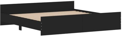 vidaXL Bettgestell, Bettrahmen mit Lattenrost, Bett Gästebett mit Kopfteil Fußteil, Doppelbett Schlafzimmerbett Schlafzimmermöbelt, Schwarz 200x200cm