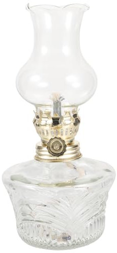 Warmhm Vintage Oil Lamp Crystal Glass Chimney Kerosene Lamp Retro Glass Kerosene Lamp Desk Oil Lamp Kerosene Light for Indoor Oil Lantern Lamps Emergency Oil Lamp (7.07X3.54X3.54 Inch)