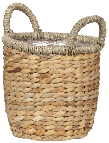 Scheurich Wasserhyazinthe 34, Korbgefäß/Korb-Pflanzgefäß/Korbtopf mit Griffen aus Wasserhyazinthe Farbe: Nature, 34 cm Durchmesser, 31,5 cm hoch, 26,9 l Vol.
