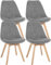 CLP 4er Set Esszimmerstuhl Linares Kunststoff I Stoff I Samt I Cord I Lederoptik I Lehnstuhl Mit Holzgestell, Farbe:grau, Material:Cord