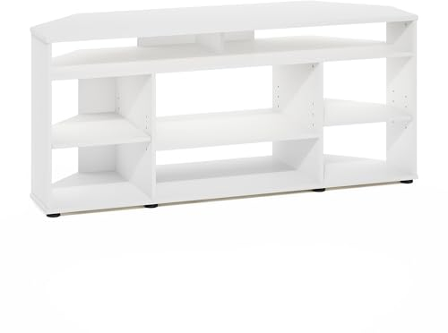 Furinno Jensen Meuble TV d'angle TV jusqu'à 55 Pouces, Blanc