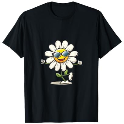 Lustige tanzende Gänseblümchen Maiblume mit Sonnenbrille T-Shirt