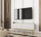 Meuble TV en Couleur Blanc avec Pieds en Or D : L : 135 cm, H : 53 cm, P : 32 cm
