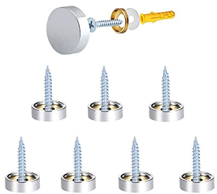 XNJIHWA 12Pcs Viti da Specchio 16mm Acciaio Inossidabile Chiodi a Specchio con Cappucci Decorativi per Specchietti Piastre da Bagno Armadi Cartelli in Vetro