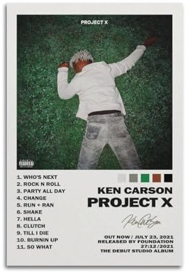 ZLYXZQG Ken Carson Project X Albumcover Leinwand Wandkunst Poster – Schlafzimmer-Dekor für Teenager – 40 x 60 cm, ungerahmt, 35
