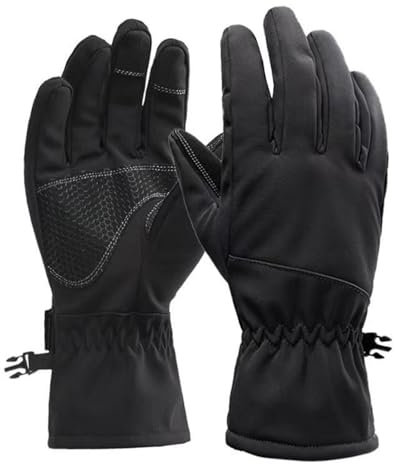 Long Keeper Wasserdicht Warme Handschuhe Herren Damen,Touchscreen rutschfest Fahrradhandschuhe für Laufen Skifahren Wandern Motorrad Radfahren (Schwarz)