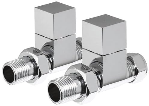 Lux Heat Straight Chrome Manual Square Radiator Valve Set