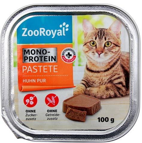 ZooRoyal Katzenfutter Monoprotein Pastete Huhn Pur, 16er Pack (16 x 100g)