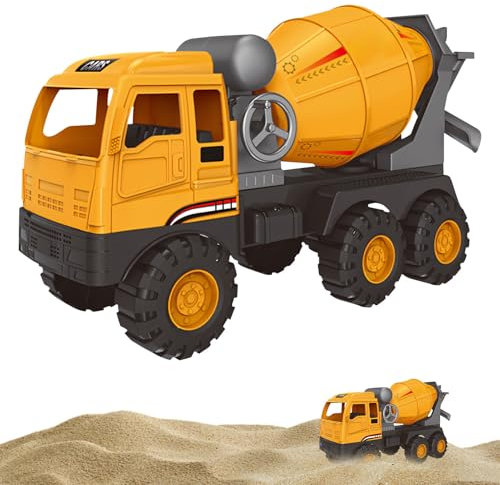 Bagger Spielzeug ab 3 jahre,Baustellenfahrzeuge Kinder,Baggerfahrzeug Geeignet als Sandspielzeug und für das Kinderzimmer,Starke & Flexible Teile,Sandkasten Kinderbagger für 2+Jahre (Mischer)