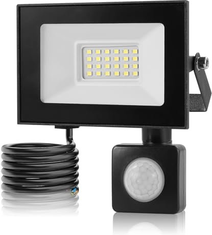 Dibaful 20W LED Strahler mit Bewegungsmelder Außen | Außenstrahler Scheinwerfer Aussen | Kaltweiß 6500K IP66 Wasserdicht Fluter für Garten Garage Sportplatz