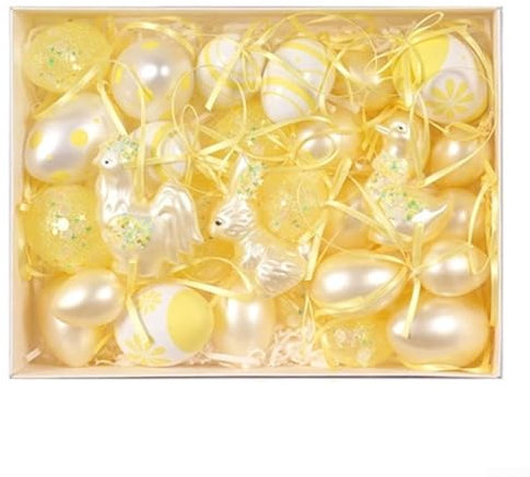 30 Stück sortierte bunte Ostereier, lustige hängende Ornamente, um Ihren Raum zu erhellen (gelb)