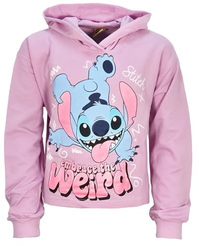 WS-Trend EplusM Stitch Mädchen Hoodie – Kapuzenpullover „Embrace The Weird“ – Gr. 134–176 – Offizielles Lizenzprodukt