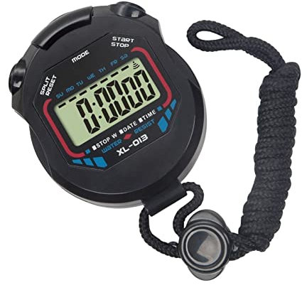 Tyenaza Elektronische Stoppuhr, Multifunktion mit Knopfzellen-Sport-Stoppuhr-Timer, zum Laufen, Sport-Timer, Uhr, Wecker (8 x 6 x 2 cm)