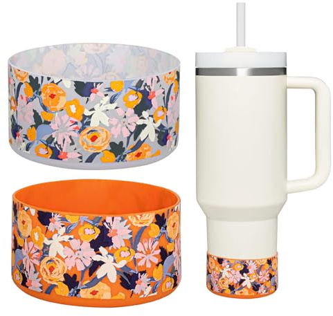 HEYSKAY 2pcs Protective Flask Silicone Boot Base for Stanley Quencher Adventure 30oz 40oz & Stanley IceFlow 20oz 30oz Tumbler, and Compatible with 12-24oz Hydro Sport Water Bottles,Yeti and More