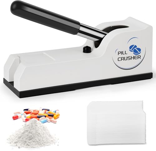 Tablettenmörser mit 100 Beutel, Feinpulver Tablettenzerkleinerer | Medizinische Tablettenpresse für Senioren, Kinder, Haustiere. Große Kapazität, ideal für Zuhause oder Pflegeeinrichtungen