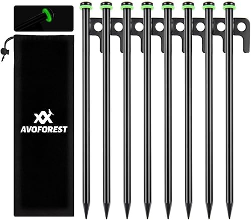 Zeltheringe, AVOFOREST Heringe erdnägel stabil,Zeltheringe Sturmsicher 30cm, Heringe Camping, Zeltzubehör, Lange und robuste Erdnägel,ideal für normalen und harten Boden (8pcs)
