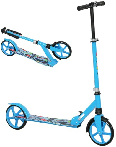 AIYAPLAY Kids Scooter Foldable Kick Adjustable Handlebar | 200mm Big Wheel, Rear Fender Brake, Gift for Ages 6-12 Years, Boys and Girls