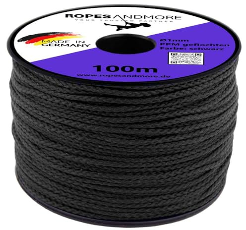 PP Polypropylenseil 1mm 100m PPM Polypropylen Seil Schnur Kordel +30 Farben von Ropes and More® (Schwarz)