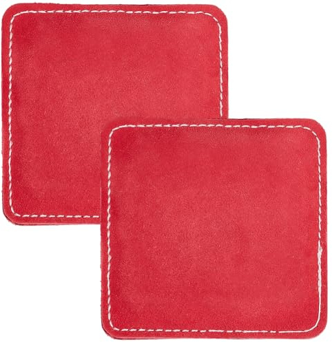 CALFOVERA 2 Stück Billard Reinigungstuch Aus Echtem Leder 9.5 x 9.5cm Breit Rot Weich Für Snookerstangen Queue Reiniger Polierer Und Pflegewerkzeug Für Billardkugeln Und Tische