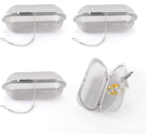 4 Pieces Stainless Steel Ultrasonic Cleaner Basket, Small & Watch Parts Washer Basket, Reusable Jewelry Mesh Cleaning Holders with Lock & Hook for Rings Earrings