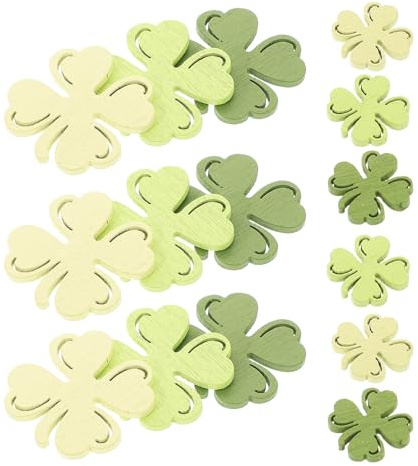 iplusmile 100 Stück Holz Kleeblatt Konfetti Shamrock Streudeko für St Patrick's Day Elegante Tischdekoration Geschenkideen für Festliche Anlässe und Party Zufällige Farbe