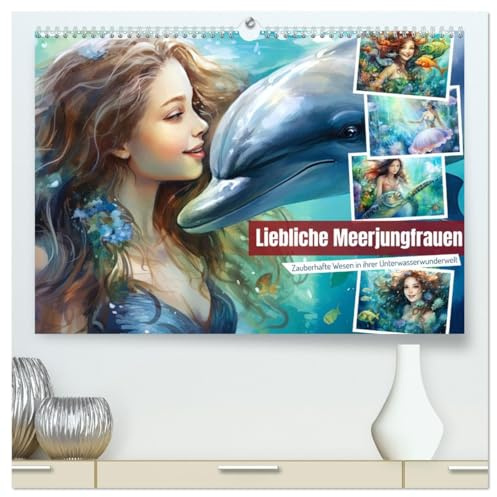 Liebliche Meerjungfrauen (hochwertiger Premium Wandkalender 2026 DIN A2 quer), Kunstdruck in Hochglanz: Zauberhafte Wesen in ihrer Unterwasserwunderwelt (CALVENDO Spass)