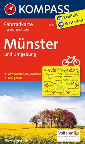 KOMPASS Fahrradkarte Münster und Umgebung: Fahrradkarte 1:50000 mit GPX-Daten zum Download. (KOMPASS-Fahrradkarten Deutschland, Band 3212)