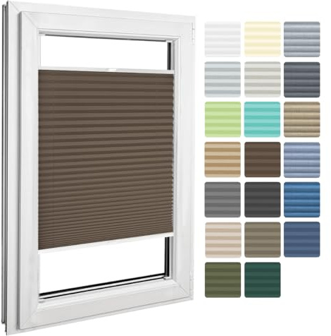 Home-Vision Premium Plissee zum Anschrauben Braun B85cm x H120cm | Blickdichtes Fensterrollo mit Halterungen zum Bohren in der Glasleiste Sonnenschutz Jalousie für Fenster & Türen