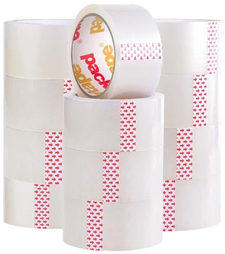 Packatape 12 Rouleaux de Ruban Adhésif Transparent 48 mm x 66 m | Très Résistant pour Emballage