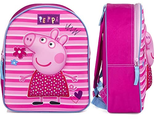 Peppa Pig Rucksack mit 3D Relief, Geräumiger Kinderrucksack mit einem Staufach, verstellbare Schulterriemen, Vadobag VB25042