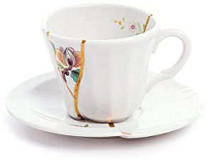 Seletti Kintsugi Tasse mit Untertasse aus Porzellan und 24 Karat Gold mod.3