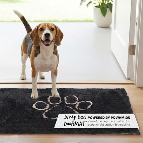 Dog Gone Smart Dirty Dog Microfiber Doormat, Super Absorbent Machine Washable with Non-Slip Backing, Medium, Black Hue