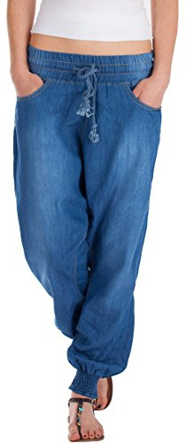 Fraternel Pantaloni Donna Sarouel Harem Blu Taglia:
