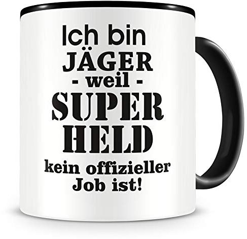 Samunshi® Jäger Tasse mit Spruch Geschenk für Jäger Mann Frau Kaffeetasse groß Lustige Tassen zum Geburtstag schwarz 300ml