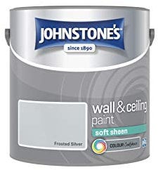 Johnstone's - Wall & Ceiling Paint - Frosted Silver - Soft Sheen Finish - Emulsion Paint - Fantastic Coverage - Easy to Apply - Dry in 1-2 Hours - 12m2 Coverage per Litre - 2.5L