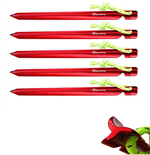 Egurs Zeltheringe Heringe Sandheringe, 10 Stück Aluminium Legierung Zelt Stakes Pegs Nails Bodenheringe 15cm Bodenanker reflektierend Abspannseile Seil