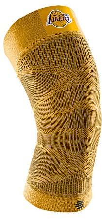 Bauerfeind Ginocchiera Sports Compression Knee Support NBA, 1 ginocchiera unisex per sport con la palla, Ginocchiera per basket nera con logo NBA