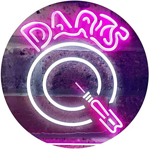 ADVPRO Dart Club Bar Pub Illuminated Dual Color LED Barlicht Neonlicht Lichtwerbung Neon Sign Weiß & Violett 300 x 210mm st6s32-i0541-wp