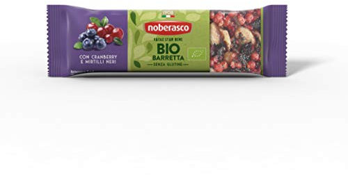 Noberasco Bio Barretta con Cranberry e Mirtilli Neri 30G - Barretta con frutta essiccata, frutta secca e semi, biologica- Cartoncino da 24 Barrette da 30g-Nuove fuori Buone come Sempre