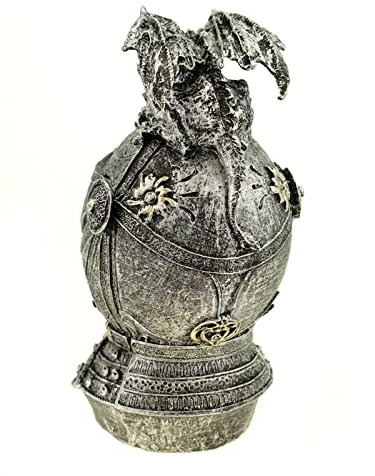 Vogler 816-4857 Spardose Ritterhelm mit Drachen 17 cm aus Polyresin Sparschwein