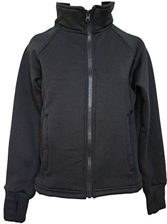 UniqGarb Eiskunstlauf-Jacke, warm, Fleece, halb-tailliert, für Mädchen und Damen, UGJK2, Farbe: Schwarz, 7 Jahre