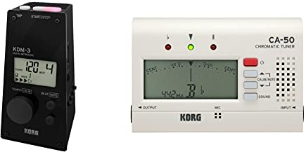 KORG Metronom KDM3, digitales Metronom in Pyramidenform, Metronom mit integrierter Sound- und Rhythmusauswahl, Sound-Out-Stimmgerät, schwarz & CA-50 Stimmgerät CA 50