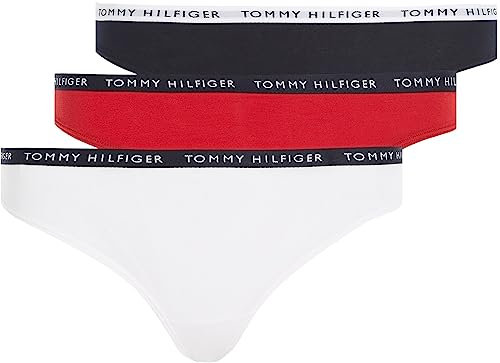 Tommy Hilfiger Perizomi Confezione da 3 Donna Tanga, Multicolore (White/Desert Sky/Primary Red), S