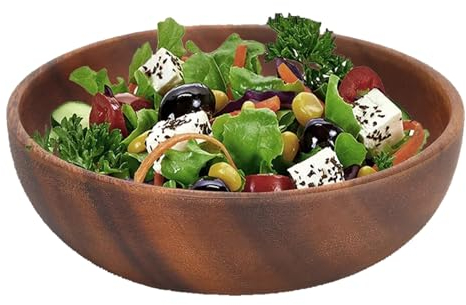 HERCHR Wood Serving Bowl,Wooden Round Shaped Serving Bowl for Fruit,4.7x1.4inch,Decorative Fruit Bowl Salad Bowl Natural Wood Snack Bowl for Cereals, Snack, Noodle, Rice, Pasta, Desserts