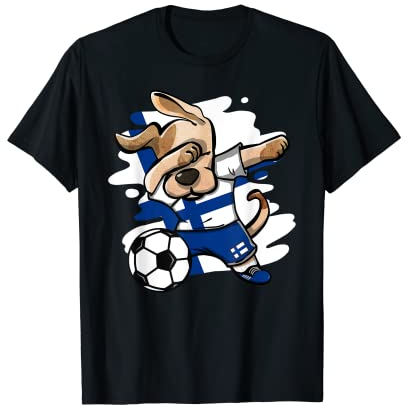 Dabbing Dog Finnland Fußballtrikot Finnischer Fußballliebhaber T-Shirt